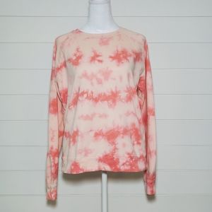 Lucky Brand Tye Dye Lightweight Sweatshirt Pink‎ and White, Women, Size M